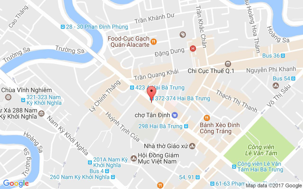 Vị trí bản đồ 372 Hai Bà Trưng, P. Tân Định Quận 1 TP. HCM