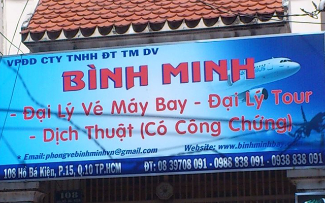 Đại Lý Vé Máy Bay - DV Du Lịch Bình Minh - Hồ Bá Kiện