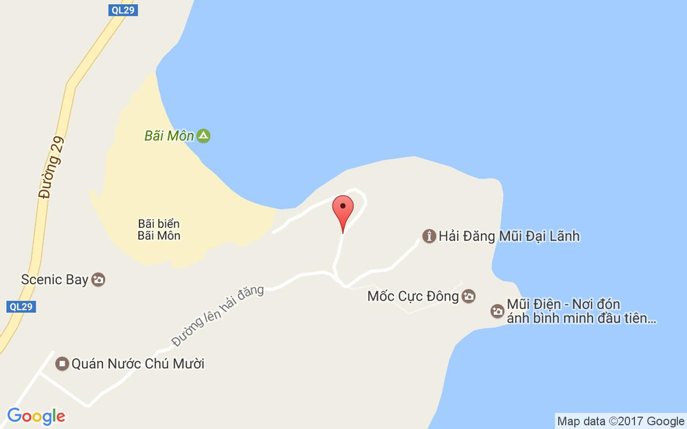 Vị trí bản đồ Mũi Điện - Phú Yên ở Phú Yên