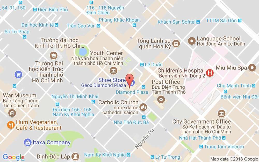 Vị trí bản đồ Tầng 1 Diamond Plaza, 34 Lê Duẩn, P. Bến Nghé Quận 1 TP. HCM