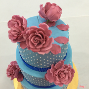 Wedding cake- Blue and Pink wedding theme