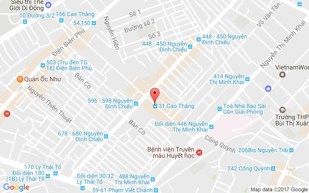 Vị trí bản đồ 31 Cao Thắng, P. 2 Quận 3 TP. HCM