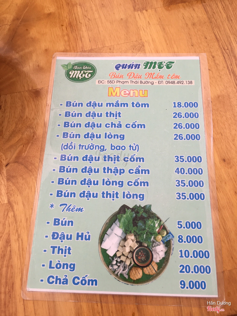 Giá Bún Đậu Mắm Tôm