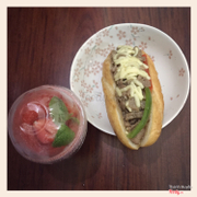 Bulgogi sandwich 🌭 and strawberry kiwi smoothie