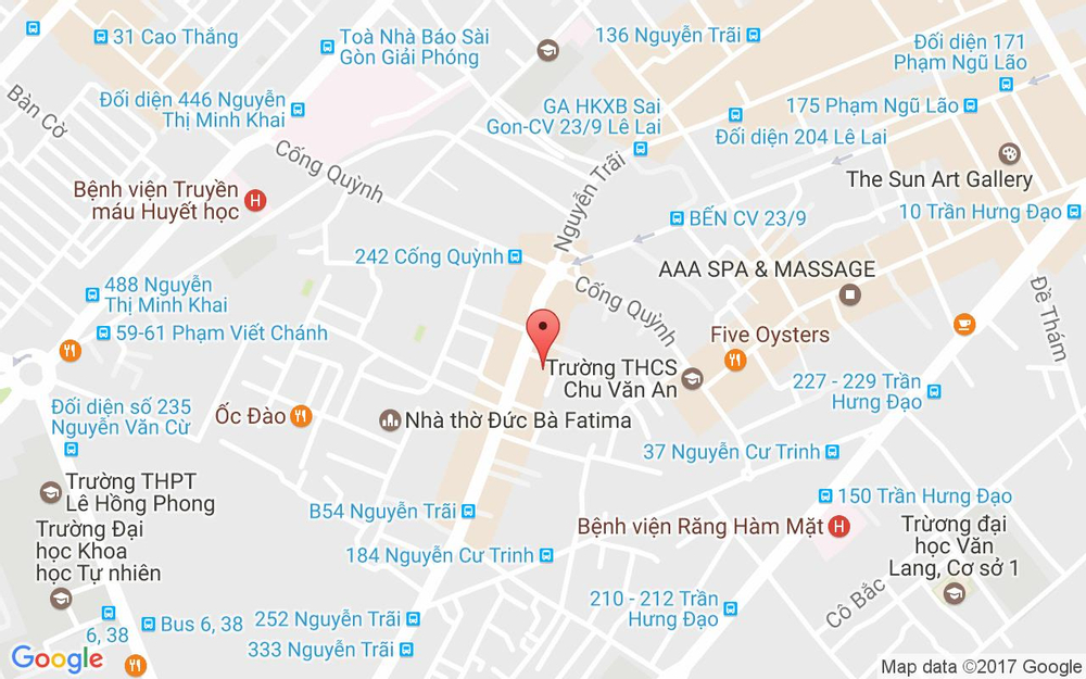 Vị trí bản đồ 233/18 Nguyễn Trãi, P. Nguyễn Cư Trinh Quận 1 TP. HCM
