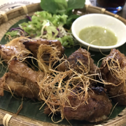 Pork ribs with "rice straws" (lemongrass?)