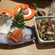 Salad and sashimi