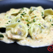 Tortellini with seafood sauce