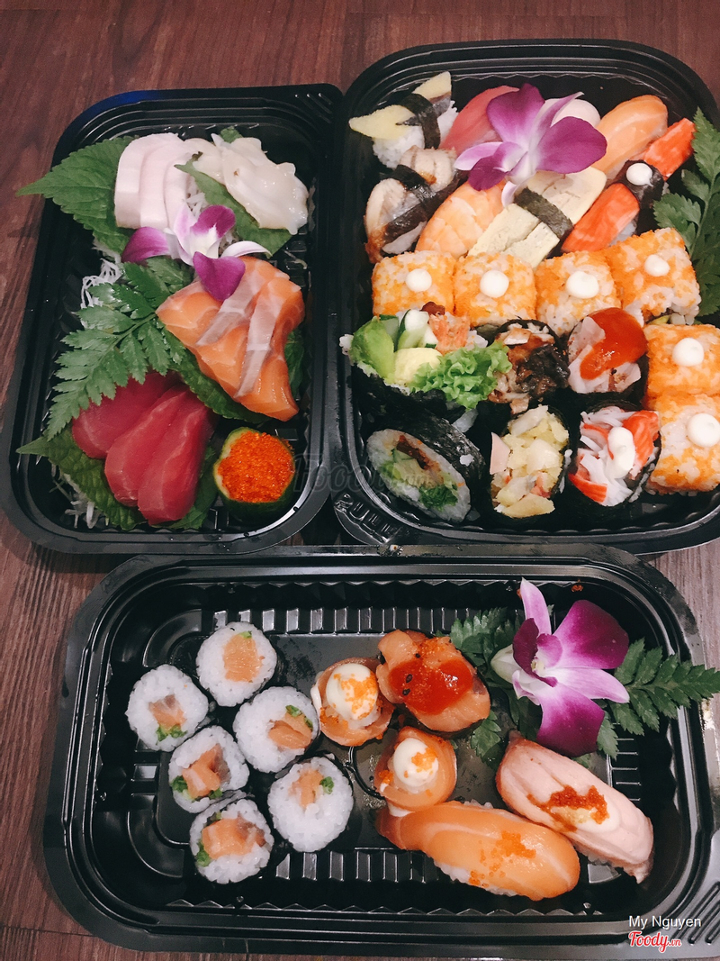 sashimi A tươi ngon sushi set nhiều set sushi ca hồi 5 vị ăn bao ngon