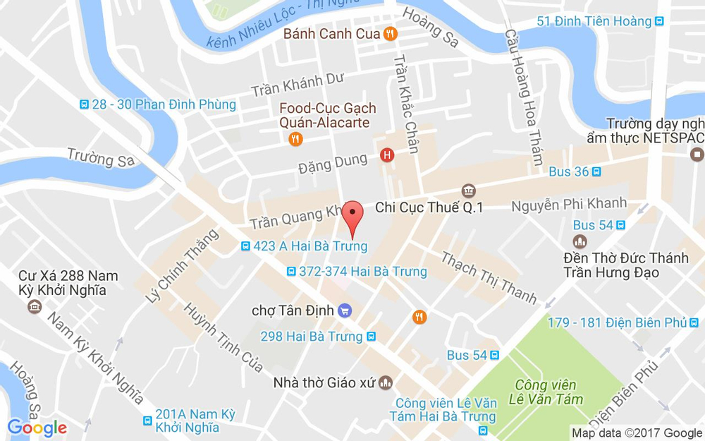 Vị trí bản đồ 25/4 Bà Lê Chân, P. Tân Định Quận 1 TP. HCM