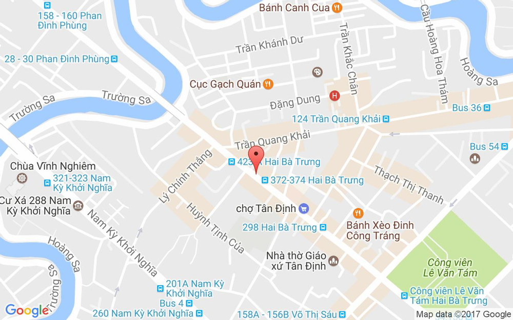Vị trí bản đồ 380B Hai Bà Trưng, P. Tân Định Quận 1 TP. HCM