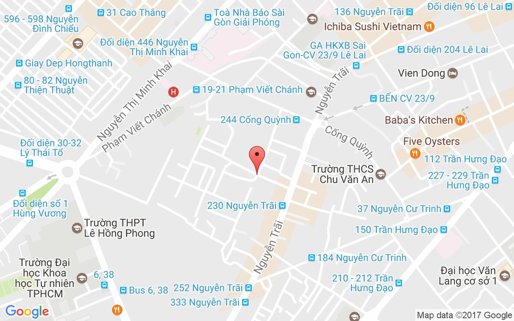 Vị trí bản đồ Hẻm 212B Nguyễn Trãi, P. Nguyễn Cư Trinh Quận 1 TP. HCM