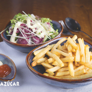 French fries and Green mix salad