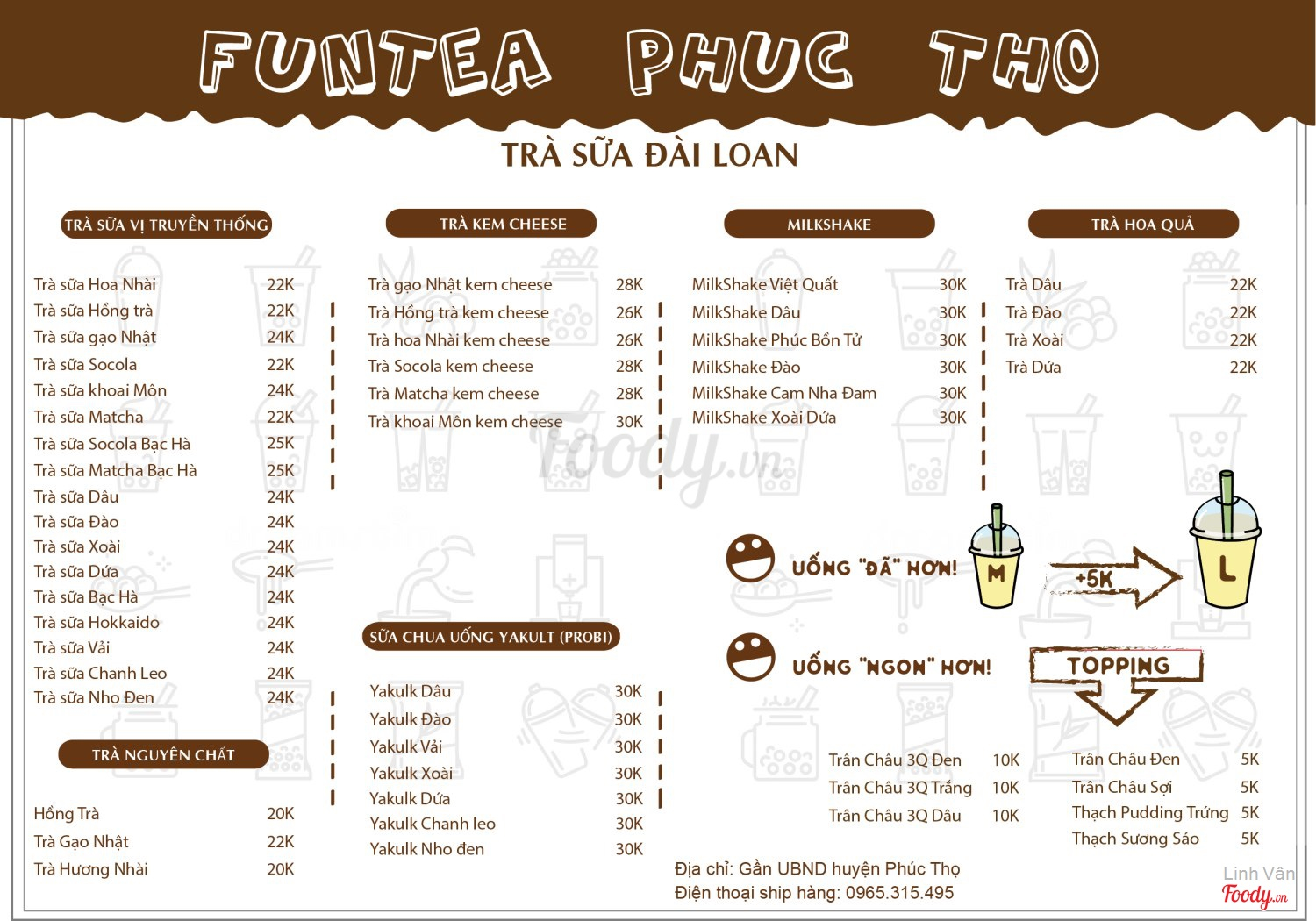Fun Tea - Phúc Thọ Ở Huyện Phúc Thọ, Hà Nội | Menu Thực Đơn & Giá Cả | Fun  Tea - Phúc Thọ | Foody.Vn