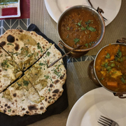 Makhani Daal, Vegetable Vindaloo, Aloo Gobi Paratha, all vegan