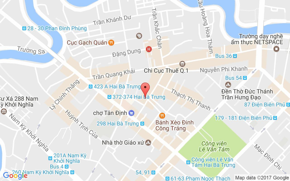 Vị trí bản đồ 97 - 99 Nguyễn Hữu Cầu, P. Tân Định Quận 1 TP. HCM