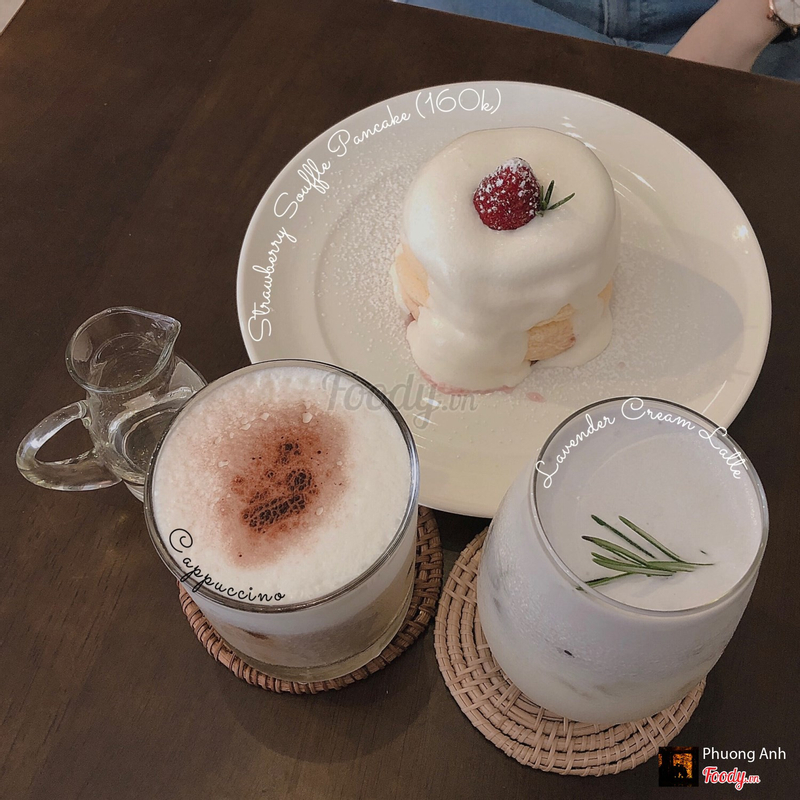 Strawberry Souffle Pancake - Cappuccino - Lavender Cream Latte