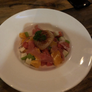 Fruit salad with scallop