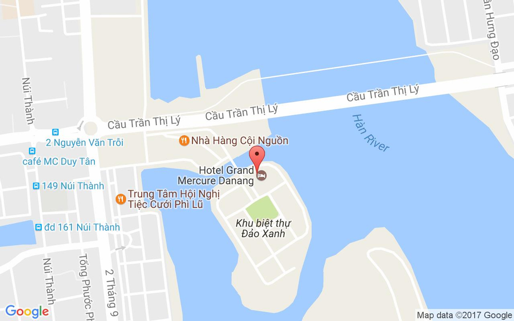 Vị trí bản đồ Grand Mercure Danang - Biệt Thực Đảo Xanh ở Đà Nẵng